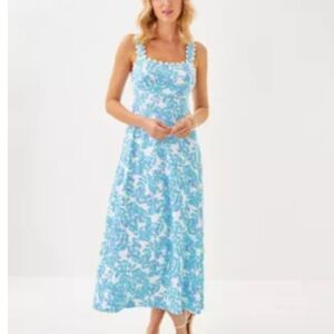 Lilly Pulitzer Blue and White Midi Dress